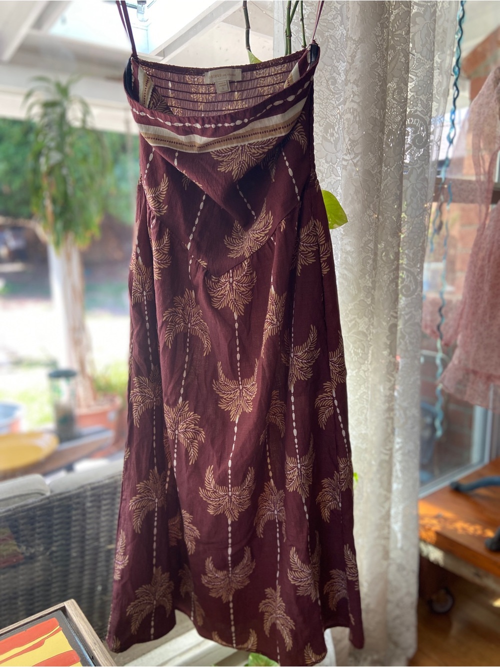 Strapless Monteau Los Angeles Palm-Print Dress